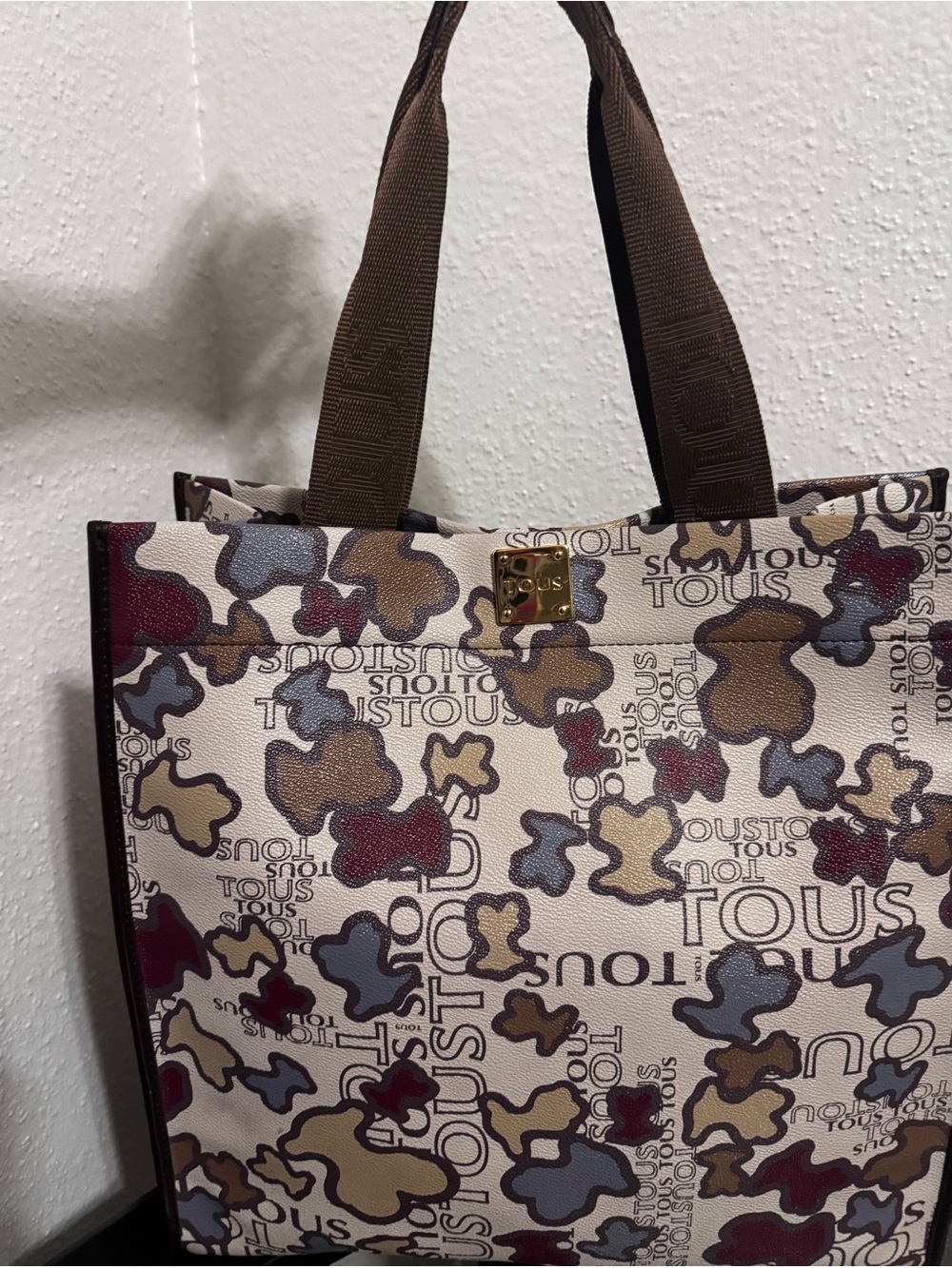 TOUS Beige Tote with Brown Handles and Multicolor Floral Motif - Picture 14 of 16